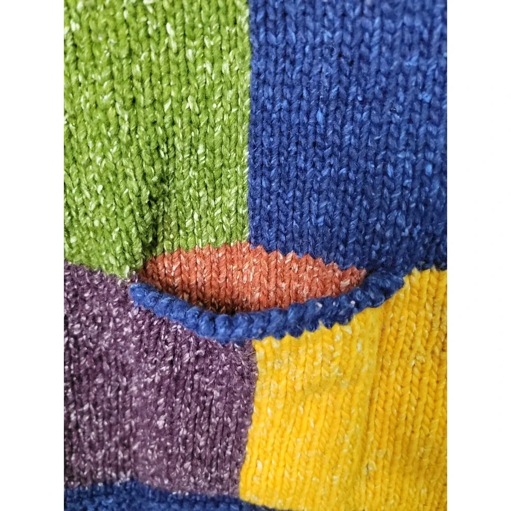 Sisandina  Sweater Jacket Wool Colorful Patchwork Handmade Grandmacore Lagenlook